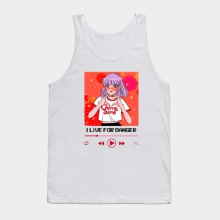 I live For Danger Anime Girl Heart Hand Tank Top